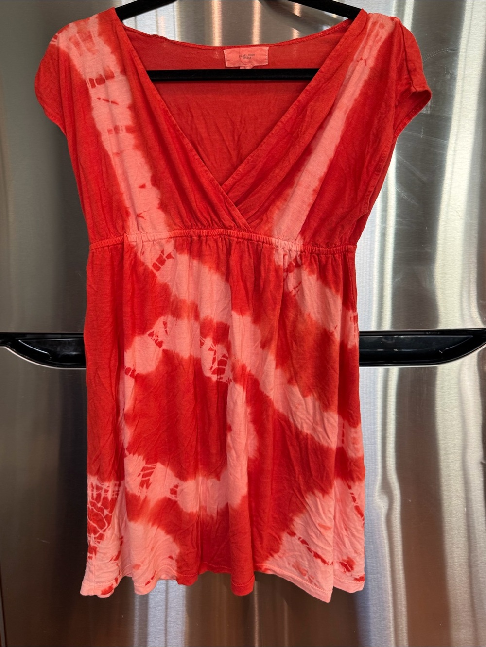 Pink Rose Petite medium Coral Tie Dye Surplice Top Boho Y2K